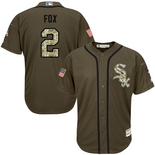White Sox #2 Nellie Fox Green Salute to Service Stitched Youth MLB Jersey - Click Image to Close